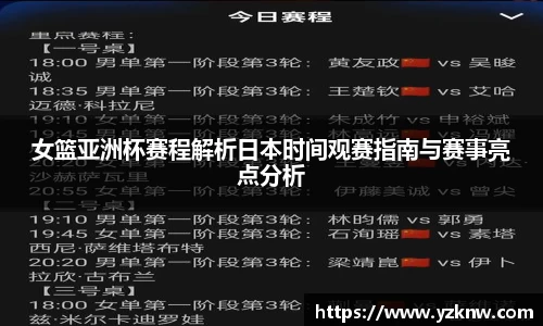 女篮亚洲杯赛程解析日本时间观赛指南与赛事亮点分析